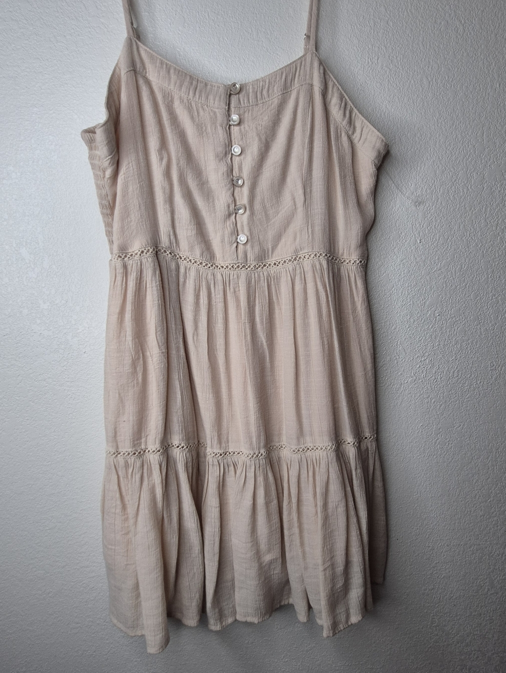 Love Tree Soft Blush Button-Front Tiered Dress